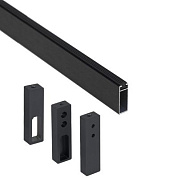 Штанга гардеробная прямоуг. FAME L-1000 с проходным и концевыми держателями, черный браш AKS 121277