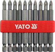 Набор бит PH2х75 мм 1/4'' 10 пр. S2 HRC58-62 Yato YT-0480