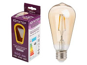 Лампа светодиодная филаментная ST64 6 Вт E27 3000К ДЕКОР, 60 Вт Юпитер JP6006-01