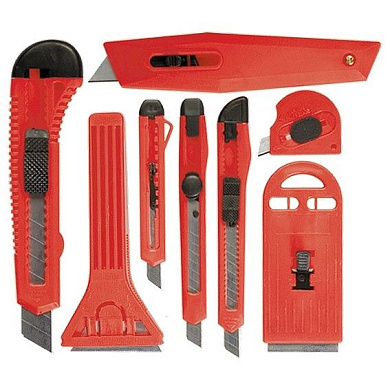 Набор ножей, выдвижные лезвия, 9 мм-3 шт., 18 мм-2 шт., скребки 40 и 52 мм Matrix 78991