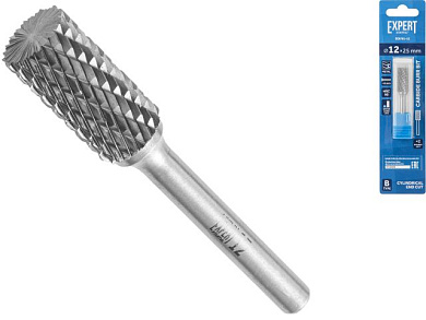Борфреза твердосплавная тип B 12x25мм EXPERT STARTUL (цилиндрическая с торцом, по металлу)