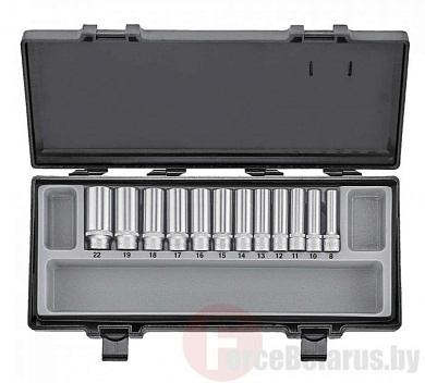 Набор глубоких головок Force 3121 6-гр. (8-22 мм) 12 пр. 3/8''