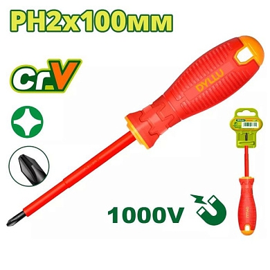 Отвертка крестовая PH2x100 мм диэлектрическая DYLLU DTSD7224