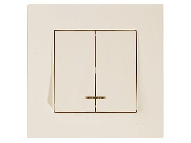 Выключатель 2-клав., c подсветкой, скрытый, пруж. зажим, кремовый, RITA, 10 A, 250 V, IP 20, Mutlusan 22204260102