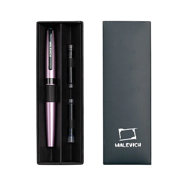 Ручка перьевая EF "Малевичъ", металл, с конвертером, набор два картриджа, сиреневый перламутр