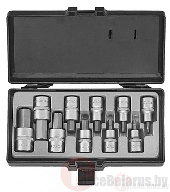 Набор головок-бит HEX 4-19 мм 10 пр. 1/2'' Force 4111