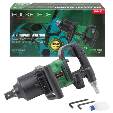 Пневмогайковерт ударный с коротким валом, реверсом и регулировкой усилия 1'' 2000Hм RockForce RF-RP7463