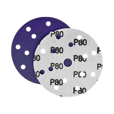 Круг шлифовальный голубой D150 мм P320 Velcro, тип зерна – цирконий, 15 отверстий HOREX SL312BP320