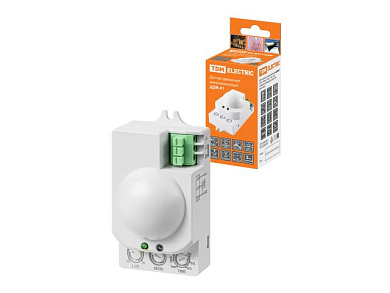 Датчик движения микроволновый ДДМ-01 5,8ГГц 1200Вт, 10-720с, 1-8м, 3+Лк, IP20, TDM SQ0324-0015