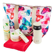 Набор Алоэ и Зеленый чай, термосумка LT-BB1, крем для тела, крем бальзам для рук, гель для душа, термокружка белая, полотенце в ассотрименте La and Te beaute LT-20Bag