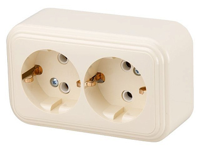 Розетка 2-ая, открытая, с/з бежевая, RA 16-238-БЖ Юпитер JP7430-07