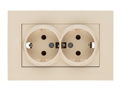 Розетка 2-ая, скрытая, с/з, керамика, кремовая, RITA, 16 A, 250 V, IP 20, Mutlusan 22202000202