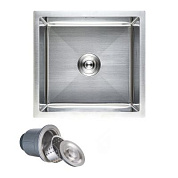 Мойка нерж. сталь, прямоугольная одночашевая, 470*450мм, сатин, универсальная (3,2мм) AKS 93976