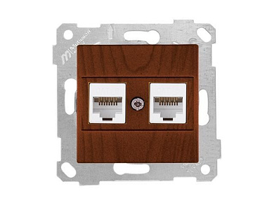 Розетка компьютерная 2xRJ45, Cat6, скрытая, без рамки, орех, RITA, Mutlusan 22001410157