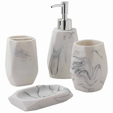 Набор для ванной комнаты 4 пр., мыльница, дозатор для мыла, подставка для зубных щеток, подставка для косметических аксессуаров La and Te beaute LT-BS-16