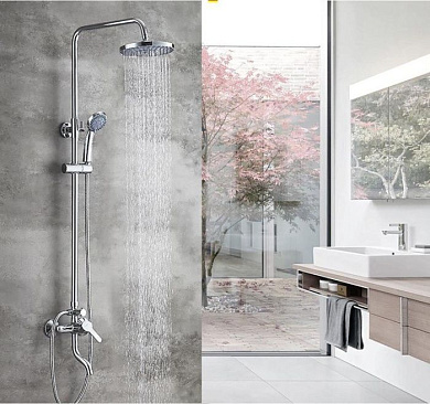 Душевая система со смесителем и тропическим душем, латунь, хром Ledeme L2403-1