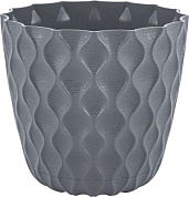 Горшок для цветов InGreen Wave с дренажной сеткой и съемным поддоном 0,65л, D115мм, сер Пластик Репаблик IG650010026