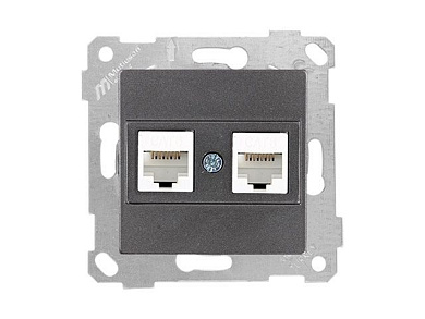 Розетка компьютерная 2xRJ45, Cat6, скрытая, без рамки, дымчатая, RITA, Mutlusan 22001410195