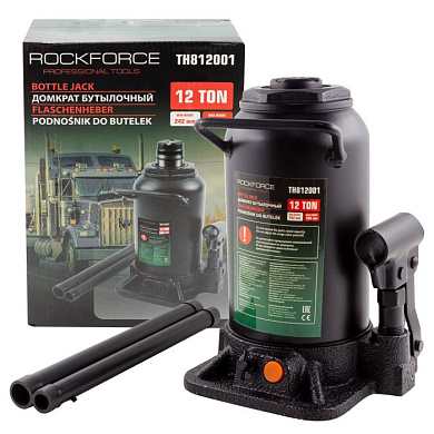 Домкрат бутылочный двухштоковый 12 т, с клапаном, 242-598 мм RockForce RF-TH812001(DS)