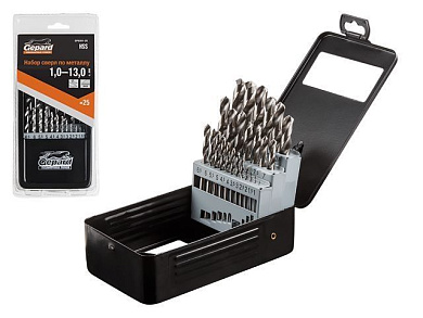 Набор сверл по мет. 25 шт 1-13 мм HSS GEPARD GP0301-25