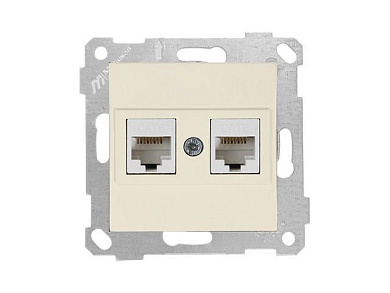 Розетка компьютерная 2xRJ45, Cat6, скрытая, без рамки, кремовая, RITA, Mutlusan 22001410102