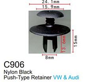 Клипса для крепления внутренней обшивки а/м БМВ пластиковая, 100 шт Forsage C0906(BMW)