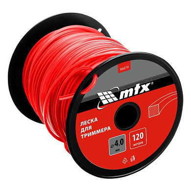 Леска для триммера квадрат 4,0 мм х 120 м, на катушке MTX 96879