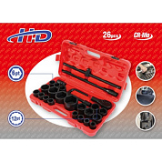 Набор инструментов ударных 26 пр, 3/4" 6-гр: 17-50 мм, 12-гр: 36 мм, 1" 6-гр: 55, 60, 65 мм CrMo H-D HD-3401176506B