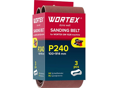 Шлифлента 100x914 мм P240 бесконечная 3 шт. для станка GM 1528 WORTEX 1325977