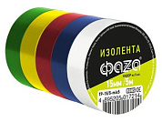 Изолента ПВХ 15ммх5м комплект 5 цветов, 130 мкм ФАZА 5017214