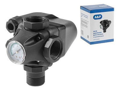 Реле давления для насоса с манометром A&P AP03A04