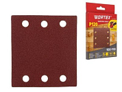 Шлифлист 100х110 мм Р120 д/дерева самосцепл. 6 отв. 5 шт WORTEX 1334431
