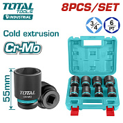 Набор ужарных головок 26-38 мм 6-гр 3/4" 8 пр TOTAL THKISD34081