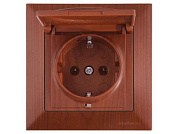 Розетка 1-ая, скрытая, с/з, с крышкой, вишня, DARIA, 16 A, 250 V, IP 20, Mutlusan 21206100256