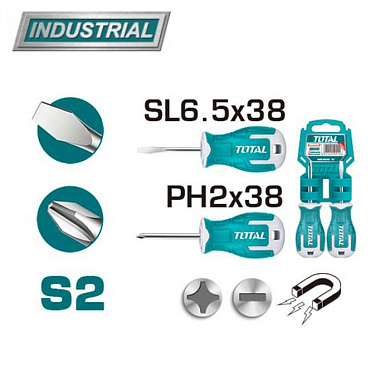 Набор отверток PH, SL 2 пр TOTAL THTS20206