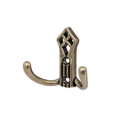 Крючок меб. двухрожковый мет. PALAZZO античная латунь AKS 81197