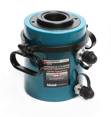 Цилиндр гидравлический двойного действия со сквозным отверстием в штоке 60 т, ход штока 100 мм, L252 мм, 700bar Forsage F-YG60100KS