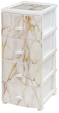 Комод "Белый мрамор", 4 секции, белый РУССПЛАСТ РП-451 БелМрамор