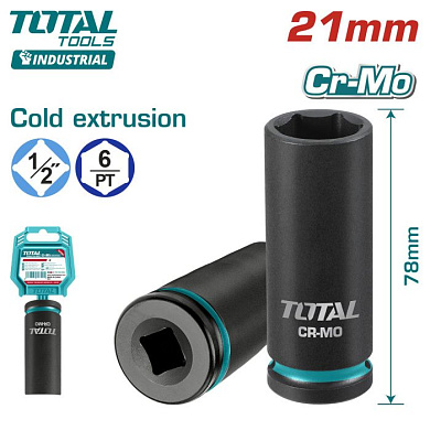 Торцевая головка удлиненная ударная 1/2" 21  мм TOTAL THDIS12212L