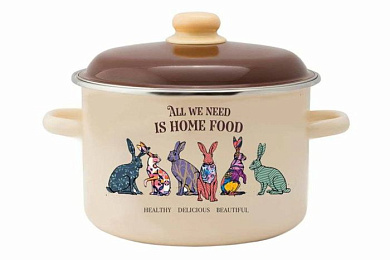 Кастрюля эмал цил Зайцы 4,0л ТМ Appetite Стальэмаль 6RD201M