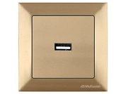 Розетка 1-ая USB, скрытая, золото, DARIA, Mutlusan 21204480180