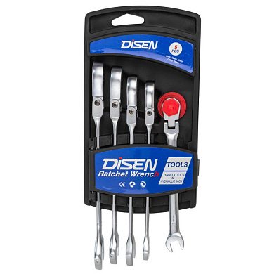 Набор ключей трещоточных с шарниром 8-14 мм, 5 пр. DISEN DSD1502F