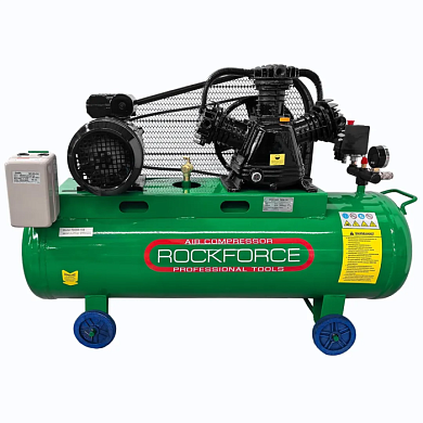 Компрессор 3-х поршневой с ременным приводом, 3.0кВт, ресивер 100л, 360л/м, 220В RockForce RF-TB290-150(220V)