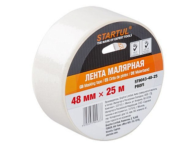 Лента малярная 48ммх25м, белая STARTUL PROFI ST9043-48-25