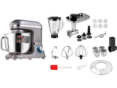 Кухонный комбайн AFP-965, 2000 Вт, регул.скор., 12 функций, чаша миксера 7 л, чаша блендера 1,5 л, терка для драников NORMANN N16017-3