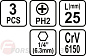 Бита PH2х25 мм 1/4 3 шт. CrV6150 Sthor 65453