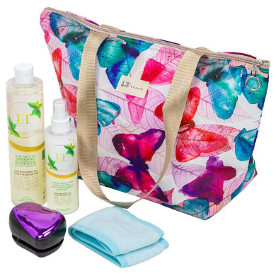 Набор Алоэ и Зеленый чай, термосумка LT-BS1, повязка бирюзовая, шампунь для роста волос, спрей термозащита, расческа La and Te beaute LT-22Bag