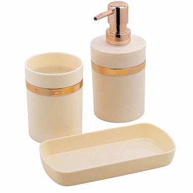 Набор для ванной комнаты 3 пр., дозатор для мыла, подставка для зубных щеток, лоток для аксессуаров La and Te beaute LT-BSP-12WH