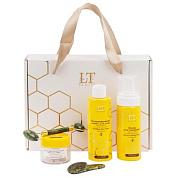 Набор мед и молоко для сухой кожи лица, тоник LT-1190, крем-LT1220, пенка-LT-1251, скребок гуаша, массажный ролик зеленый La and Te beaute LT-Hm1