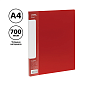 Папка-скоросшиватель А-611 "Стандарт" с карманом, пластик, красный
